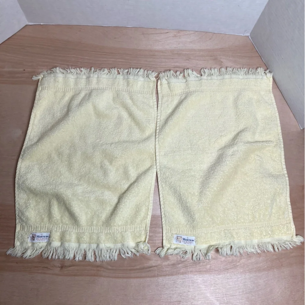 Martex Classic Hand Towels Lot Of 2 Made In USA Yellow Vintage